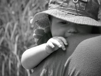 Portrait of cute boy outdoors