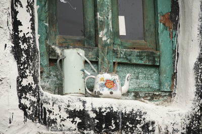Close-up of abandoned door