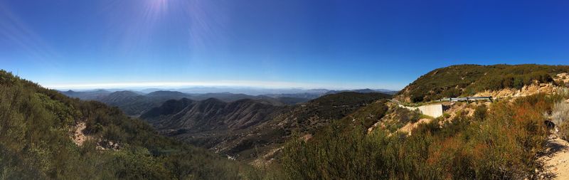 Scenic view of landscape against clear blue sky