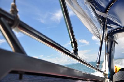 Low angle view of sailboat against sky