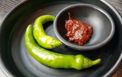 High angle view of vegetables in bowl