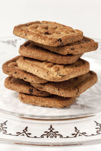 Stack of cookies in plate