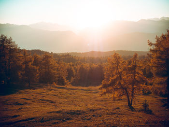 Scenic view of landscape against sky during sunset