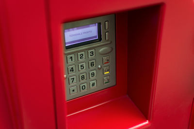 Close-up of telephone booth