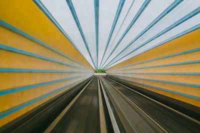 Long exposure of railroad tracks in tunnel