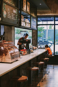 Chairs and tables in restaurant