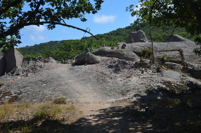 Scenic view of land against sky