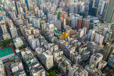 Aerial view of modern buildings in city