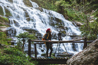 Scenic view of waterfall in forest