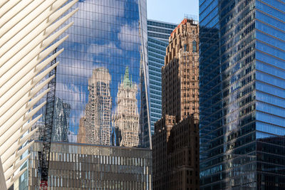 Low angle view of modern buildings in city