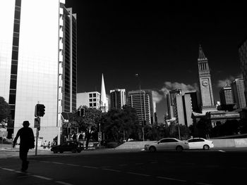 Low angle view of skyscrapers in city