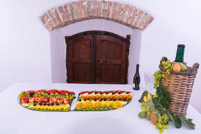 Close-up of fruits in plate