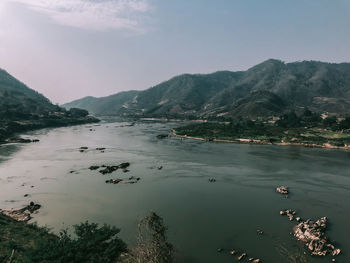 Scenic view of lake against sky