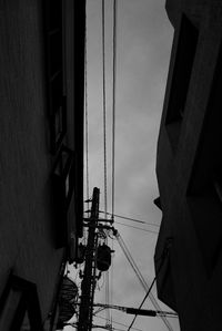 Low angle view of silhouette buildings against sky