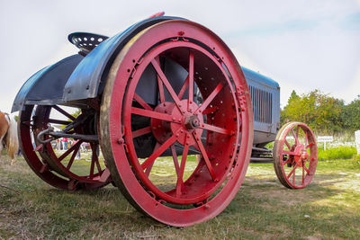 View of bicycle on field