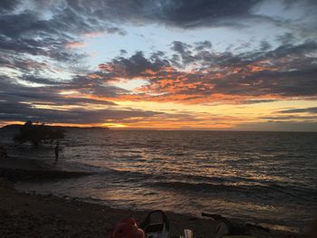 Scenic view of sea against sky during sunset