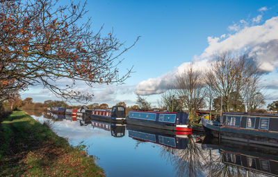 View of bridge over canal against sky