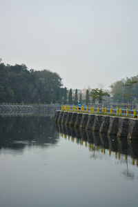 Scenic view of lake against clear sky