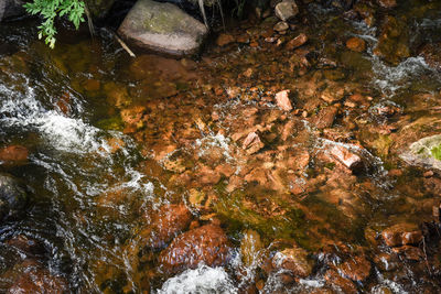 High angle view of river amidst rocks