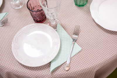 High angle view of empty coffee on table