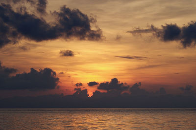 Scenic shot of dramatic sky over sea