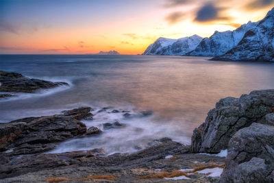 Scenic view of sea against sky during sunset