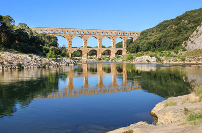 Arch bridge over lake