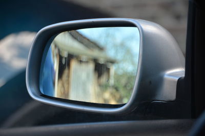 Close-up of side-view mirror