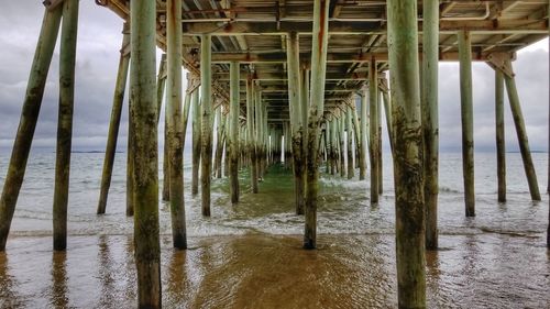 Wooden pier on sea