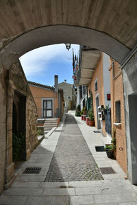 A narrow street in castelgrande, a rural village in the province of potenza in basilicata, italy.