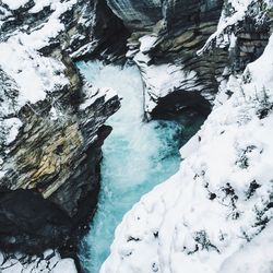 Aerial view of frozen lake