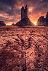 Rock formations at sunset