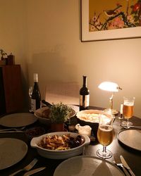 View of food served on table at home