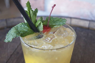 Close-up of drink on table