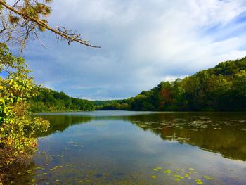 Scenic view of lake against sky