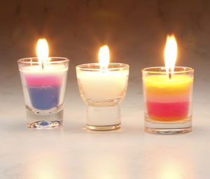 Close-up of lit tea light candle on table