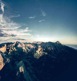 Scenic view of mountain range against sky