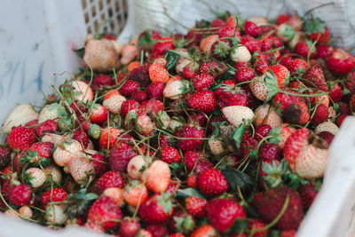 High angle view of fruits for sale in market