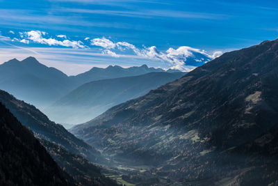 Scenic view of mountains against sky