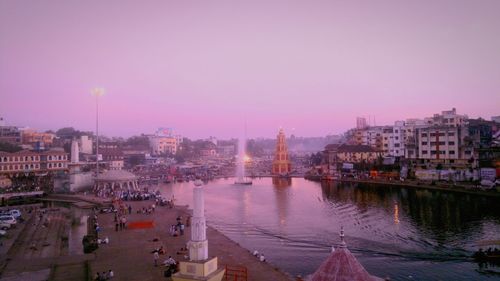 Panoramic view of city at waterfront