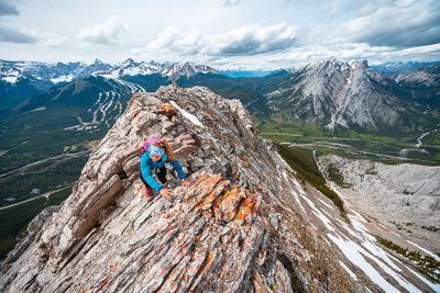 Hiking on wasootch ridge in kananaskis country near banff