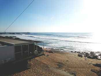 Scenic view of sea against clear sky