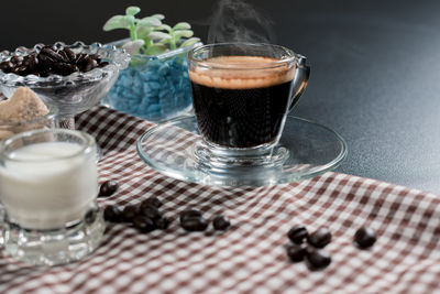 Close-up of coffee on table