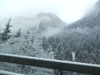 Scenic view of mountains against sky during winter