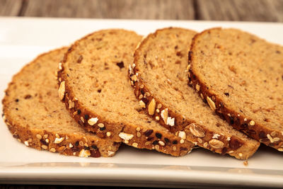 Close-up of bread in plate