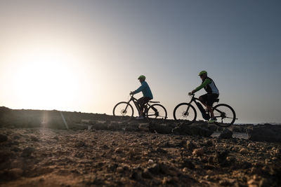 Bicycles on bicycle against sky