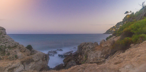 Scenic view of sea against clear sky