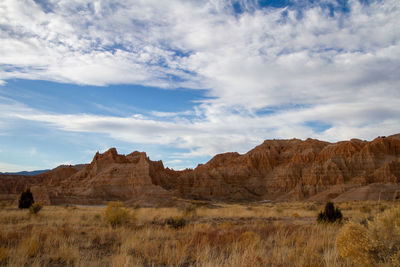 Scenic view of desert landscape against sky