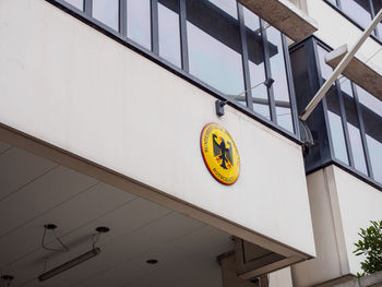 Low angle view of sign on building