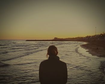 Scenic view of sea at sunset